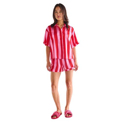 Kip&Co Santa Baby Adult Satin Short Sleeve Shirt & Short Pyjama Set